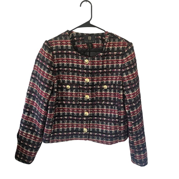 House of Harlow 1960 Black & Red Tweed Cropped Blazer - Picture 1 of 7